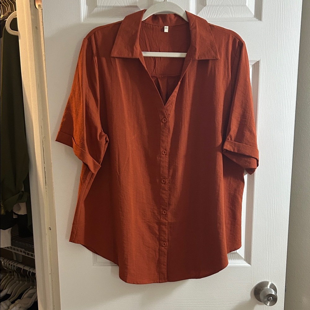 Women's Rust Button-Up Shirt